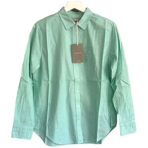 NWT Everlane Cotton Relaxed Striped Button Down Shirt Mint Size 4